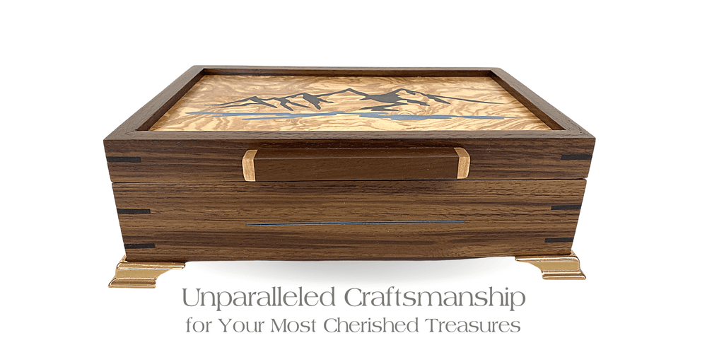 Wooden keepsake box, inlay, black walnut, jewelry box, John Felten art