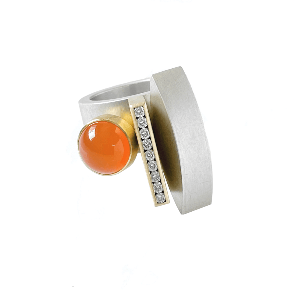Montana Arts & Home, Silver, Gold, Stackable Rings, Rings, Carnelian, diamonds