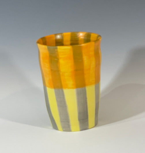 Whimsical Striped Tumbler-Tangerine and Lemon-Ceramics-Montana Arts & Home