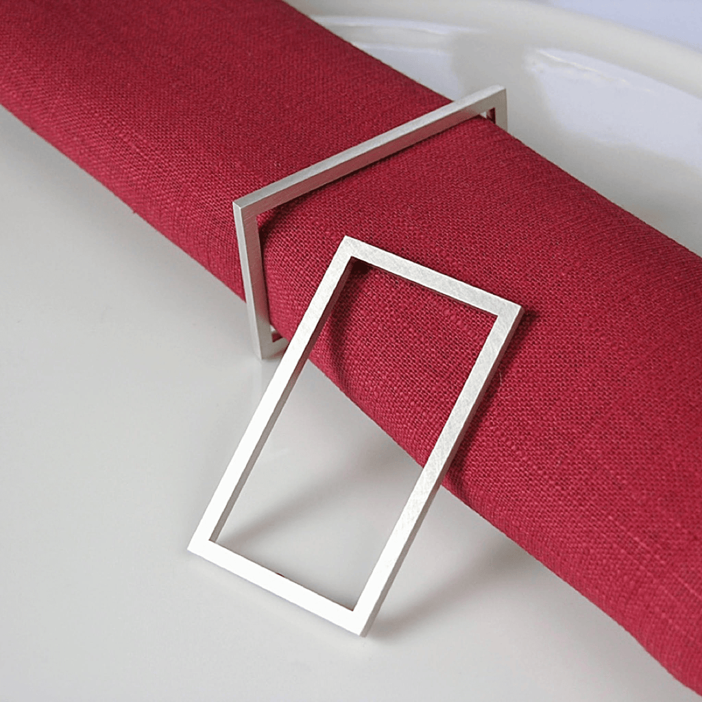CLASSIC Rectangle Napkin Ring Sterling Silver Set of Two/Four-Tablewear-Montana Arts & Home