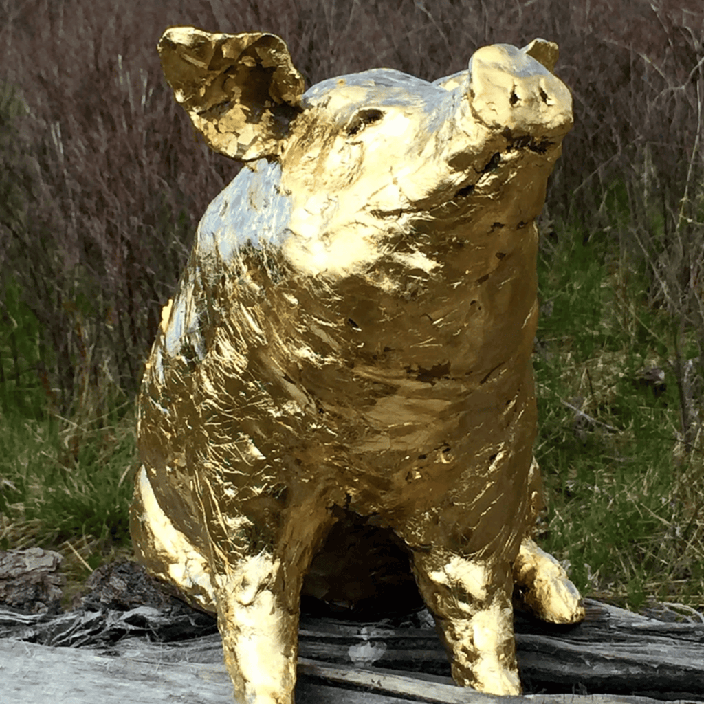 Gold Pig Sculpture