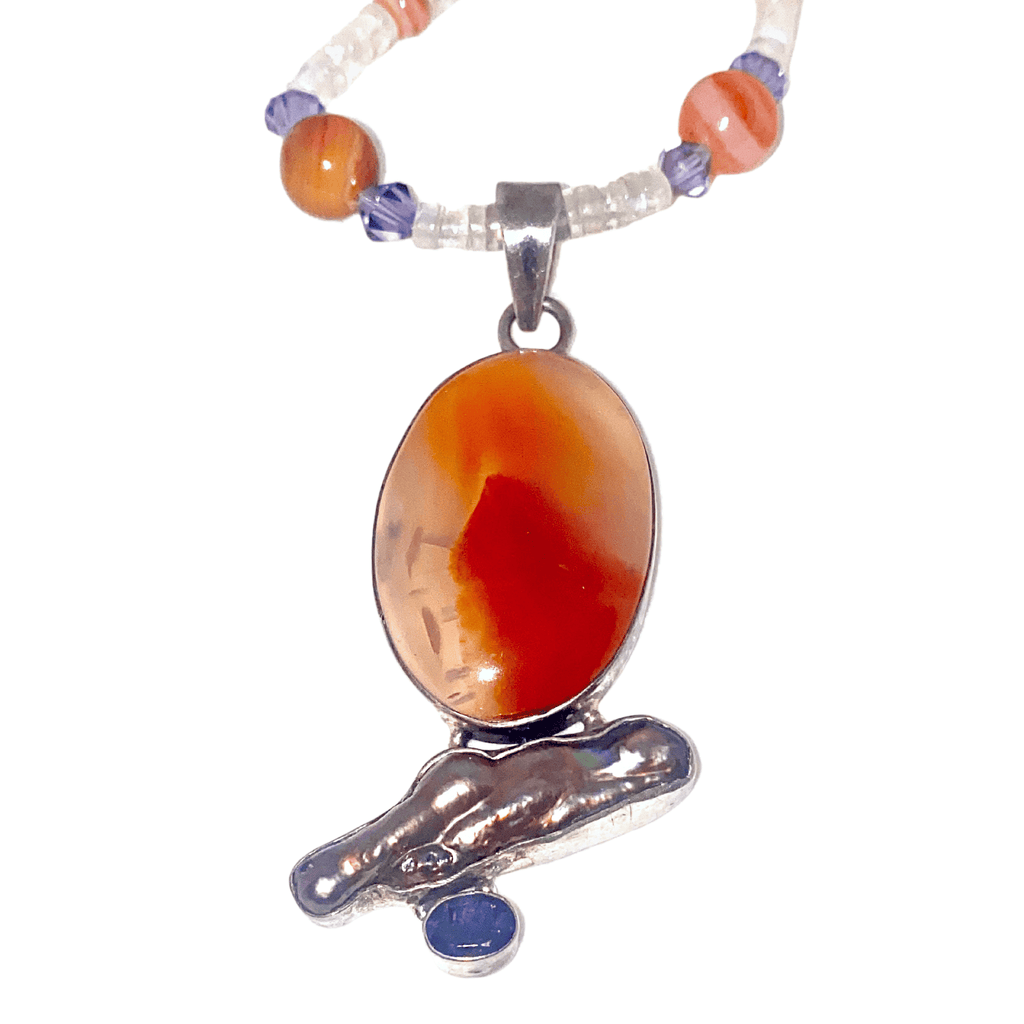 Carnelian Crystal Necklace, Made in Montana,