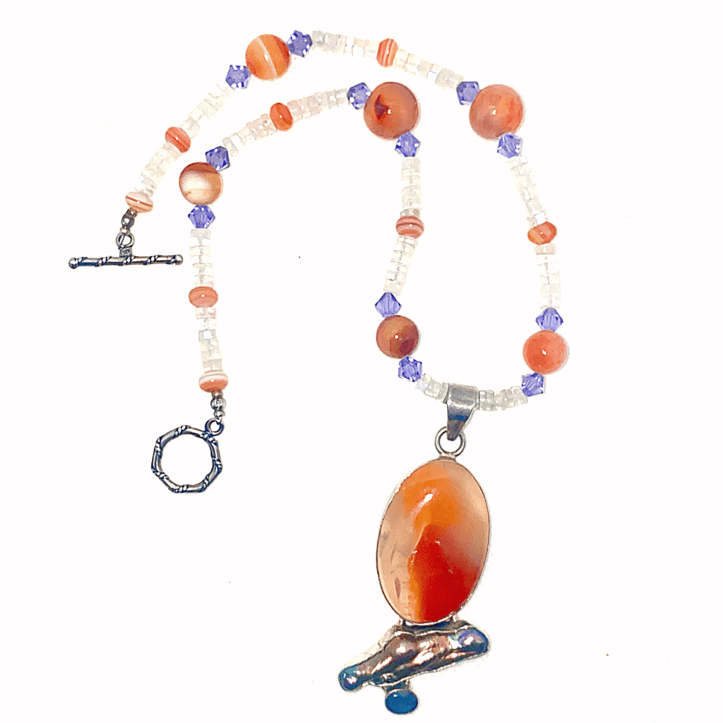 Carnelian Crystal Necklace, Made in Montana,